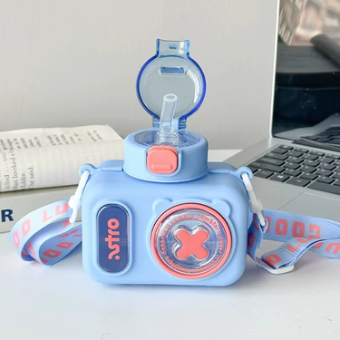 600ml Premium Camera Design Kids Water Bottle - Blue